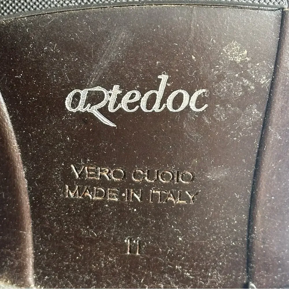 Artedoc Men's Size 11 Brown Leather Cap Toe Derby Lace Up Dress Work Shoes